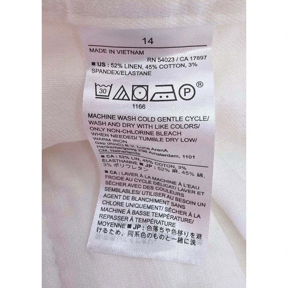 Banana Republic White Linen Blend Pleated Wide Leg Trousers Pants 14 CALLOUT